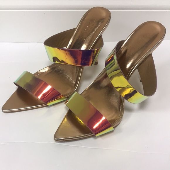 Rouge Helium Shoes - Rouge Helium Sandals -iridescent heels.  Size 8.5 4 in.